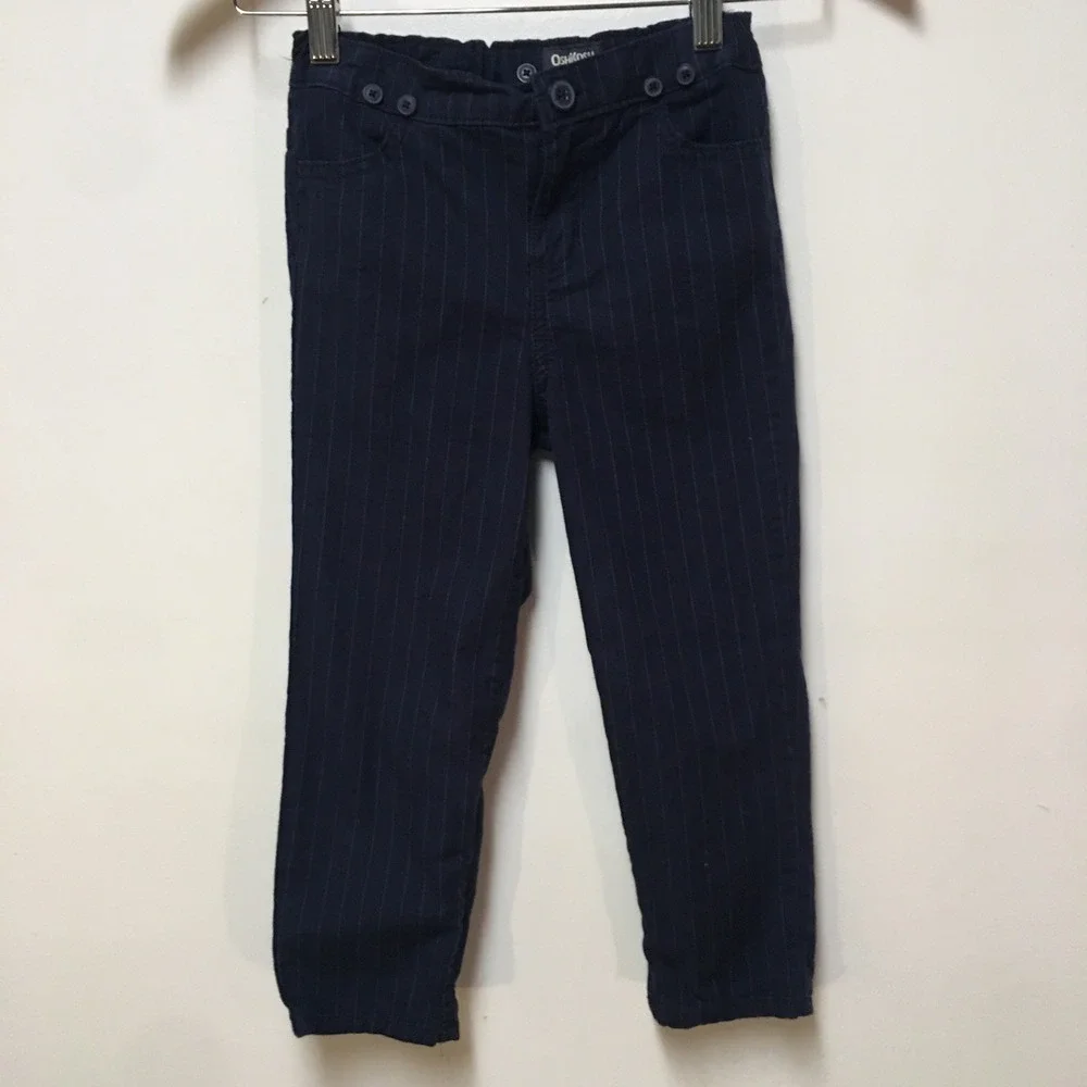 OshKosh B'gosh 2pc Pinstripe Suit Set Boys 5T Navy Blue Blazer and Pants Cotton